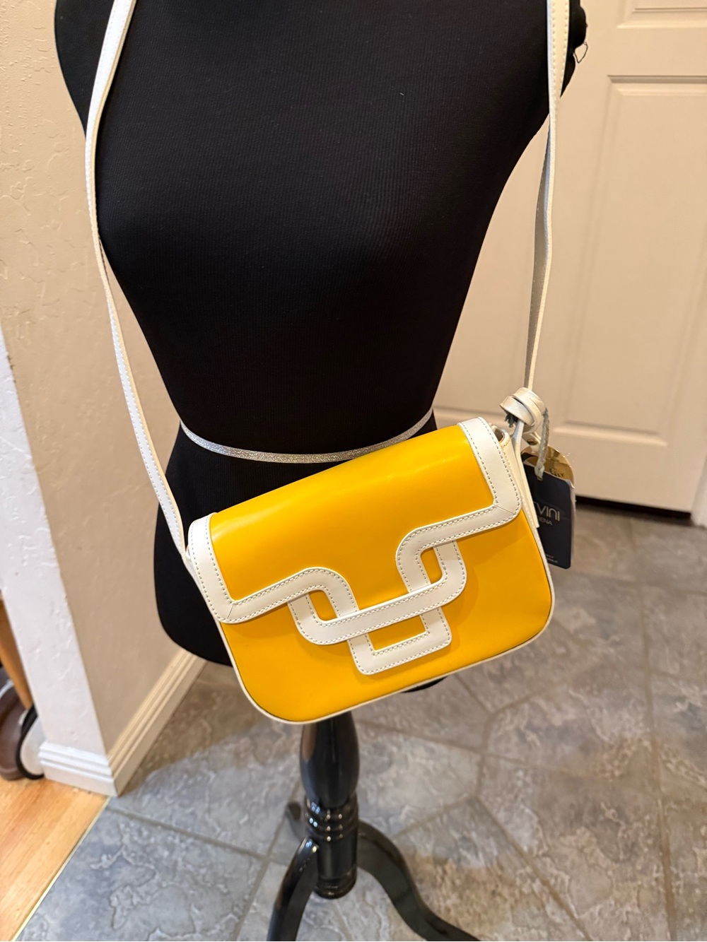 Yellow and White Crossbody Bag by Bevini Italy